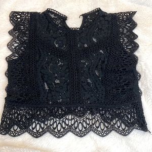 Cute black crotchet top (see through) papaya
